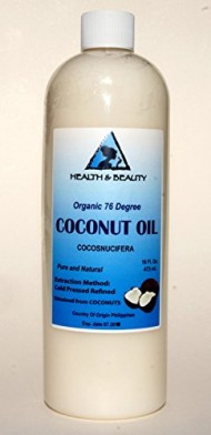 Coconut Oil 76 Degree Organic Carrier 100% Pure Cold Pressed 16 oz
