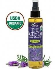 USDA Certified Organic Body & Bath Oil – Lavender, 5 Fl.oz. ★ Brand New ★ The Highest Quality Pure, Certified Organic and 100% Natural Daily Body Oil ★ Luxurious. Light and Easily absorbable after shower to Moisturize Skin or Use as a Massage Oil. ★ Jojoba & Rosehip Oil along with Vitamin E. Anti-inflammatory ★ No Alcohol, No Paraben, No Artificial Detergents, No Color, No Synthetic perfumes, No Chemicals.