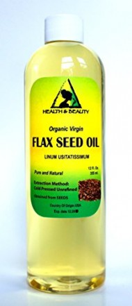 Flax Seed Oil Organic Carrier Virgin Cold Pressed Raw Pure 12 oz