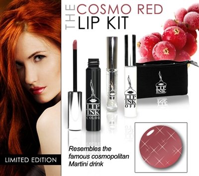 LIP INK Cosmo Red Organic Vegan 100% Smearproof Lip Stain Kit