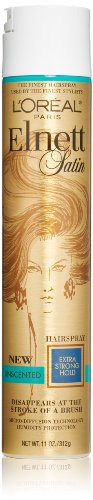 L’Oreal Paris Elnett Satin Hairspray Extra Strong Hold Unscented, 11.0 Ounce