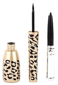 Shot-in Leopard Bottle of 2 in 1 Black Waterproof Liquid Eyeliner and Pen