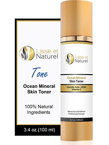 Lisse et Naturel Ocean Mineral Skin Toner – 100% Natural and Organic Anti Aging Face Toner With Vitamin C, Glycolic Acid, MSM & More – Nourishes and Hydrates The Skin Deeply – 3.4 OZ Size