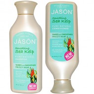 JASON All Nautral Organic Smoothing Sea Kelp Shampoo and Conditioner Bundle For Frizzy Hair With Aloe Vera, Ginseng and Chamomille, Paraben Free, Gluten Free, Sulfate Free, and Vegan, 16 fl oz each