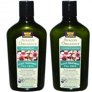 Avalon Organics All Natural Tea Tree Scalp Treatment Shampoo and Conditioner With Aloe, Lavender, Chamomile and Babassu Oil, Sulfate Free, Paraben Free, Cruelty Free and Vegan, 11 fl. oz. each