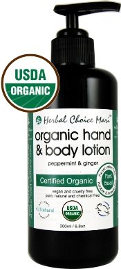 Herbal Choice Mari Organic Hand & Body Lotion Peppermint & Ginger 200ml/ 6.8oz Pump