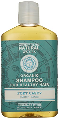Whidbey Island Natural Organic Shampoo – Fort Casey (Mint Sage) 8 fl oz. Made with enriching tropical and nut oils. Safe for dyed hair. Natural foam – No Sodium Lauryl Sulfate (SLS). No alcohol. Handmade in the Pacific Northwest, USA
