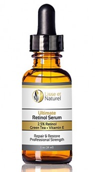Lisse et Naturel Ultimate Retinol Serum, Maximum Strength 2.5% Retinol, Vitamin E, Green Tea & Jojoba Oil, 100% Natural And 71% Organic
