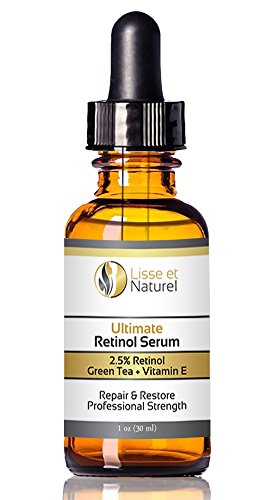 Lisse et Naturel Ultimate Retinol Serum, Maximum Strength 2.5% Retinol, Vitamin E, Green Tea & Jojoba Oil, 100% Natural And 71% Organic