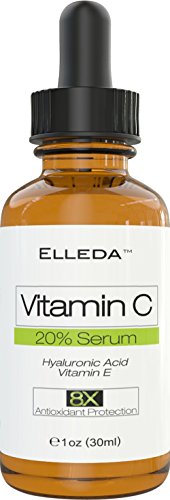 Elleda Organic Vitamin C Serum for Face – 30 ml – 20% Vitamin C with Hyaluronic Acid