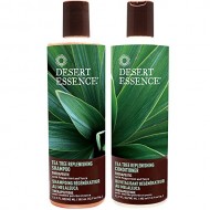 Desert Essence All Natural Organic Tea Tree Replenishing Shampoo and Conditioner For Dry Flaky Scalp With Aloe Vera, Eucalyptus, Peppermint Essential Oil, Keratin and Yucca, 12.9 fl. oz. each