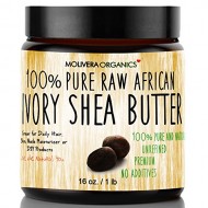 Molivera Organics Raw African Organic Grade A Ivory Shea Butter for Natural Skin Care, Hair Care – 16 oz.