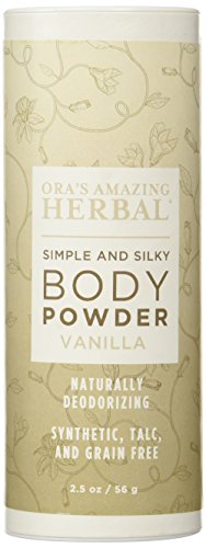 Natural Body Powder, Talc, Grain, Corn Free, Gluten Free, Real Soft Vanilla Scent (Raw Organic Vanilla and Essential Oils), Ora’s Amazing Herbal