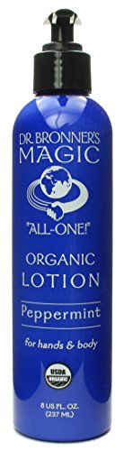Dr. Bronner’s & All-One Organic Lotion for Hands & Body, Peppermint, 8-Ounce Pump Bottles (Pack of 2)