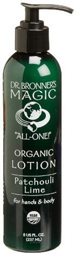 Dr. Bronner’s & All-One Organic Lotion for Hands & Body, Patchouli Lime, 8-Ounce Pump Bottles (Pack of 2)
