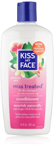 Kiss My Face Miss Treated Conditioner for Damaged Hair, Organic Natural Conditioner with Argan Oil, Palmarosa Mint, 11 Ounce (Pack of 3)