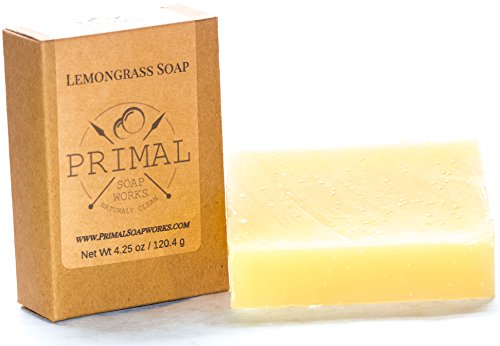 Spa Grade Lemongrass Natural Soap Bar | 100% Natural & Organic | Aligned with Primal & Paleo Lifestyle | Oversized | Great for Acne, Eczema, Psoriasis | For Women and Men