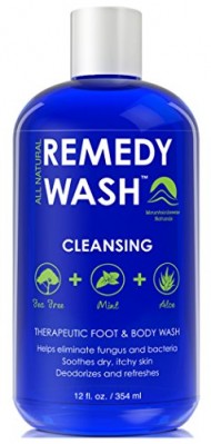 Remedy Antifungal Soap, Helps Wash Away Body Odor, Athlete’s Foot, Nail Fungus, Ringworm, Jock Itch, Yeast Infections and Skin Irritations. Refreshing 100% Natural Foot and Body Wash with Tea Tree Oil, Mint & Aloe Therapeutic Cleanser 12 oz