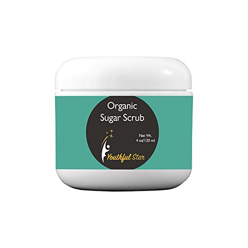 Best Organic Sugar Scrub Made with 100% Organic Ingredients – Raw Cane Sugar, Shea Butter, Oils – Coconut, Sunflower, Olive and Jojoba – Cleanses, Exfoliates, Moisturizes, Smoothens and Softens Skin