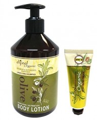 Difeel Organic Olive Essential Nutrients Body Lotion Combo 16.89oz / 500ml + 1.5 Oz / 42 Ml