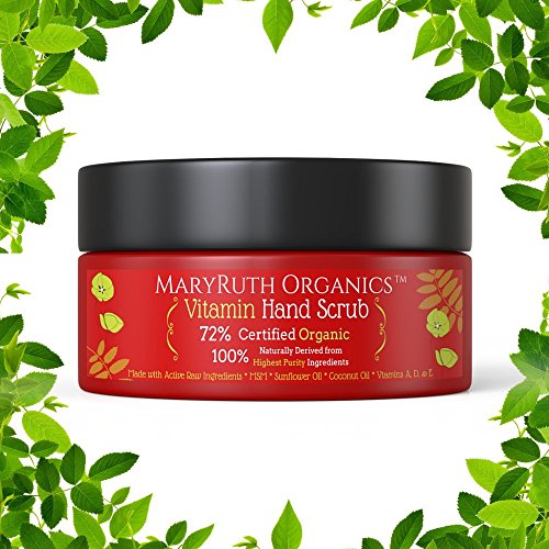 ORGANIC VITAMIN HAND & BODY SCRUB With MSM BY MARYRUTH 8oz – Mild Fresh Scent & Completely Non-Toxic! – Exfoliates Dry, Damaged Or Normal Skin while replenishing it with a rare blend of 72% Certified Organic, Raw, and Plant Ingredients. Fine Sugar Granules then Heal the Skin with a blend of Vitamin A, Vitamin D & Vitamin E. Highest Content Purity Organic, Vegan & Kosher Ingredients. Always Cruelty Free. For Men & Women for use on hands and body. Made in Small Batches with Love.