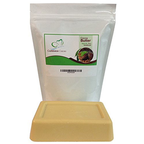 Caribbean Cacao Cocoa Butter, Pure, Raw, Unrefined. Incredible Quality and Scent. Use for Lotion, Cream, Lip Balm, Oil, Stick, or Body Butter. Beans Grown on Small Family Farm in the Dominican Republic. Best Cocoa Butter on Amazon! (1 Pound)