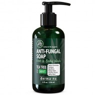 Antifungal Soap with Tea Tree Oil & Active Ingredients Help Treat & Wash Away Athletes Foot, Nail Fungus, Jock Itch, Ringworm, Body Odor & Acne. Antibacterial Defense Against Fungal Irritations – 8oz