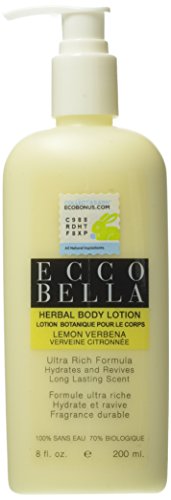 Ecco Bella Natural & Organic Lemon Verbena Herbal Body Lotion, 8-ounce bottle