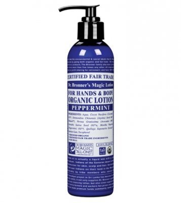 Dr. Bronner’s & All-One Organic Lotion for Hands & Body, Peppermint, 8-Ounce Pump Bottle