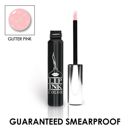 LIP INK Organic Vegan 100% Smearproof Liquid Lip Stain, Glitter Pink
