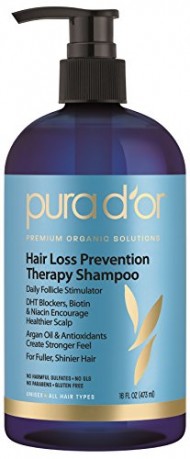 PURA D’OR Hair Loss Prevention Therapy Premium Organic Argan Oil Shampoo, 16 Fluid Ounce