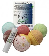 Paradise Bath Bombs 6 Bomb Gift Set – w/FREE Lip Balm. Handmade with Shea Butter and Organic Sustainable Palm Oil – “Smell and Feel the Difference”