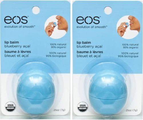 EOS Organic Blueberry Acai Smooth Sphere Lip Balm, .25 Oz (2 Pack)