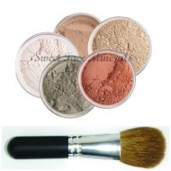 5 pc. KIT w/ FACE BRUSH Mineral Makeup Set Full Size Powder Bare Skin Foundation (Warm)