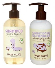 Little Twig All Natural Organic Calming Lavender Hypoallergenic Baby Shampoo & Wash and Conditioning Detangler With Tea Tree Essential Oil, Calendula & Lemon For Aromatherapy & Sleep, 8.5 fl oz each