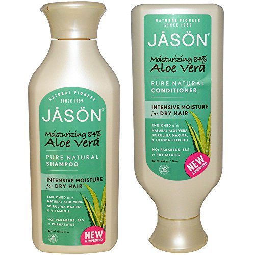 JASON All Natural Organic Aloe Vera Shampoo and Conditioner Bundle with Dry Hair Treatment Product, Calendula, Chamomile and Grapefruit, Sulfate Free, Paraben Free, Gluten Free, Vegan, 16 fl oz each
