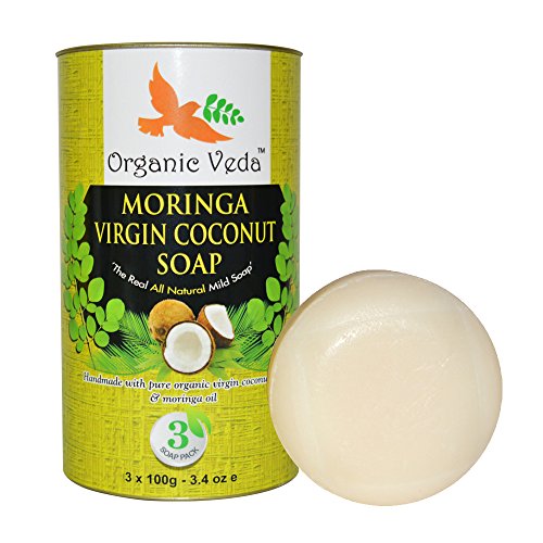 Organic Moringa Virgin Cocunut Soap (3 Pack). ★ Plant Based Vitamins and Minerals. ★ Mild and Daily Care. ★ Advanced Herbal Formula.