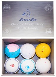 Bath Bombs by Serene Spa (Set of 6) – Proudly Handmade in the USA with Organic Moisturizing Shea Butter, Cocoa Butter & All Natural Essential Oils – Ultra Lush Aromatherapy Fizzies Set Makes Perfect Gift