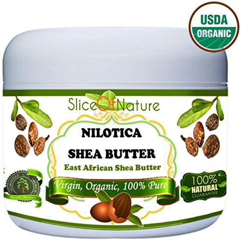 Organic Shea Butter Pure – Rare Nilotica East African Shea Butter Raw Unrefined By Slice Of Nature – Soft Silky Shea Butter for Hair Body Face 8 ounces