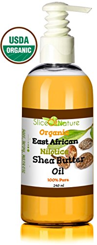 Organic Shea Butter Oil – Shea Oil Nilotica Rare East African Shea Butter Pure By Slice Of Nature – Natural Shea Butter Lotion, Shea Butter for Hair, Face, Body USDA Certified 8 ounces