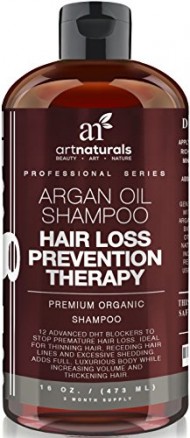 Art Naturals Organic Argan Oil Hair Loss Prevention Shampoo 16 Oz – Sulfate Free -Best Treatment for Premature Hair Loss, Thinning & First Signs of Balding for Men & Women- With Biotin 3 Months Supply