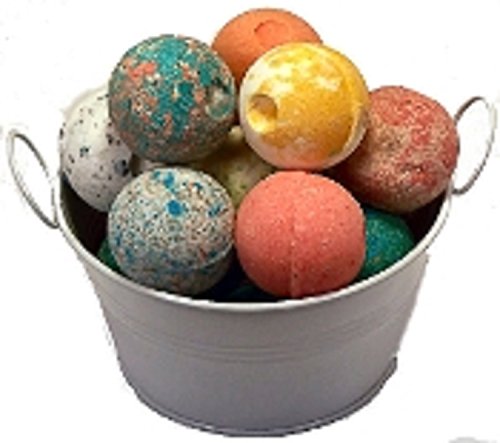 SPLENDEUR SPRING Bucket O’LUSCIOUS Bath Bomb Fizzes(12)-NEW Singly Wrapped-2″Diam-Pamper You-Gift-USA Handmade-QUALITY-Skin Moisturizer-ORGANIC-NATURAL-SHEA Butter-Coconut Oil+FREE Essential Oil Book!