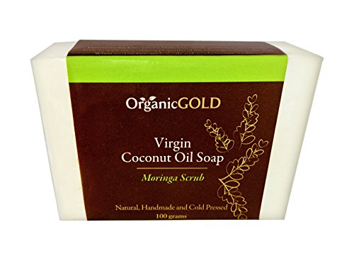 OrganicGOLD Organic Virgin Coconut Oil Soap & Body Scrub with Real Moringa Leaves is the Best Natural Exfoliant & Cleanser for Face & Body, Handmade