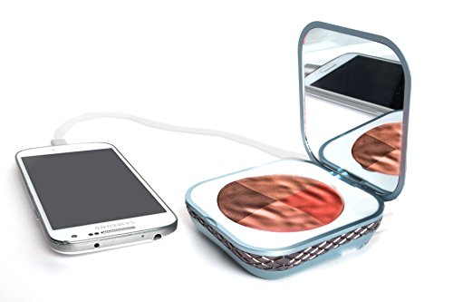MElely I’mUp: Blush Compact (100% organic) with USB portable charger (4300mAh) – Arctic color – Brown Fusion palette
