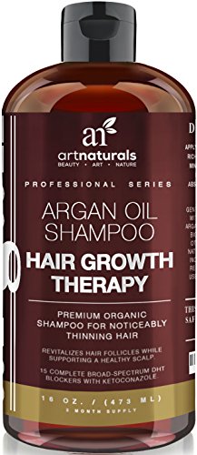 Art Naturals Organic Argan Oil Hair Loss Shampoo for Hair Regrowth 16 Oz – Sulfate Free – Best Treatment for Hair Loss, Thinning & Aging – Product For Men & Women – Infused with Biotin -3 Month Supply