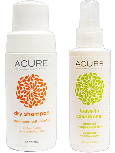 Acure Organics Argan Stem Cell and Argan Oil Dry Shampoo Powder and Leave In Conditioner Bundle