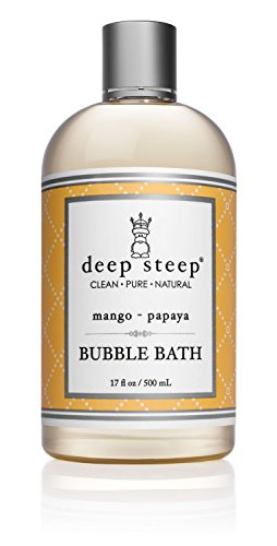 Deep Steep Mango Papaya Bubble Bath – Made with Organic Shea Butter, Organic Jojoba Oil, and 100% All Natural Ingredients – Sulfate Free – Vegan, Non-GMO, Gluten Free, and Cruelty Free, 17oz Bottle