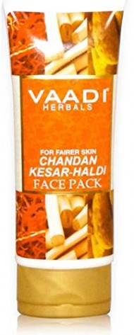 Chandan Kesar Haldi Fairness Face Pack – Herbal Face Pack – ALL Natural – Paraben Free – Sulfate Free – Suitable for Both Men and Women – Good for All Skin Types (Oily, Glowing, Dry, Normal, Combination, Sensitive) – 120gms (4.25 Ounces) – Vaadi Herbals