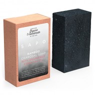 SAPO Bamboo Charcoal Soap Bar – All Natural USA Handmade & Organic – Helps with Acne, Psoriasis, Eczema – Gentler Than African Black, Dead Sea, Castile Soaps – Has Coconut Oil, Oatmeal, Shea Butter