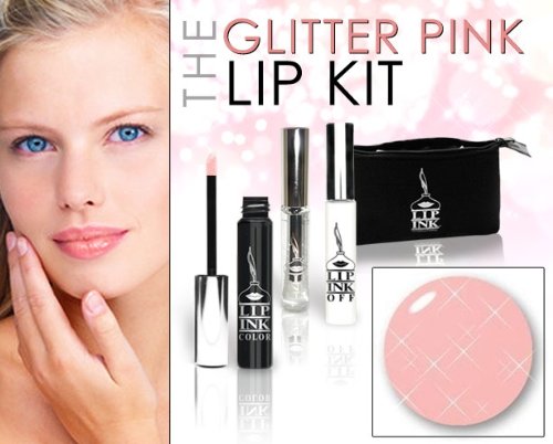 LIP INK Organic Vegan 100% Smearproof Glitter Pink Lip Stain Kit
